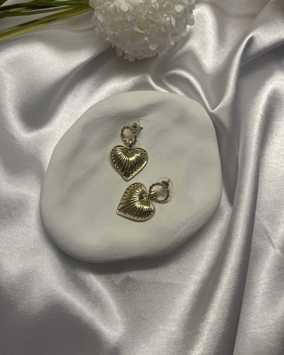 Aros Corazón, Plata 925 con baño de oro 18k